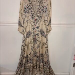 Sundance Floral Beige Silk Maxi Dress